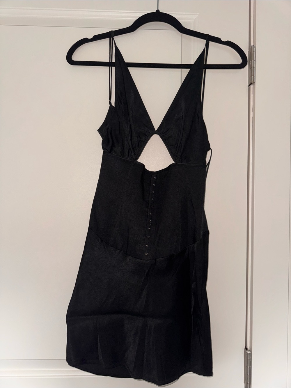 Black Cutout Mini Dress with Corset Front